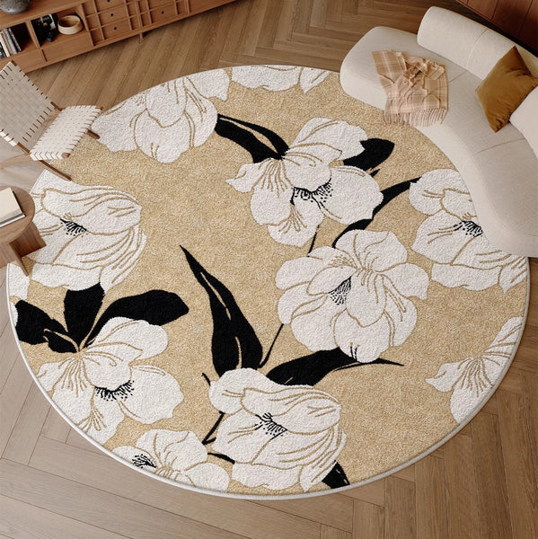 Bedroom Abstract Modern Area Rugs, Circular Modern Rugs under Chairs, Geometric Round Rugs for Dining Room, Contemporary Modern Rug for Living Room-LargePaintingArt.com