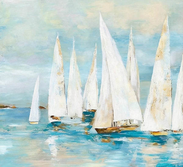 Small Acrylic Painting on Canvas, Original Abstract Paintings, Abstract Sail Boats Painting, Small Canvas Artwork, Hand Painted Canvas Art, Buy Small Paintings Online-LargePaintingArt.com