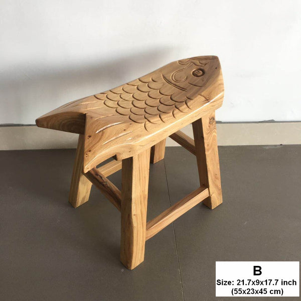 Handmade Solid Wood low Stool, Creative Shoe-changing Stool, Old Elm Wood Stool, Children's Wooden Stool, Sofa Stool, Dining Table Stool-LargePaintingArt.com