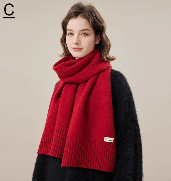 Fashion Designer Scarf, Cold Weather Scarf, Casual Scarf for Women, Red Winter Scarf, Modern Wool Scarf for Women, Soft Cashmere Scarf for Women-LargePaintingArt.com