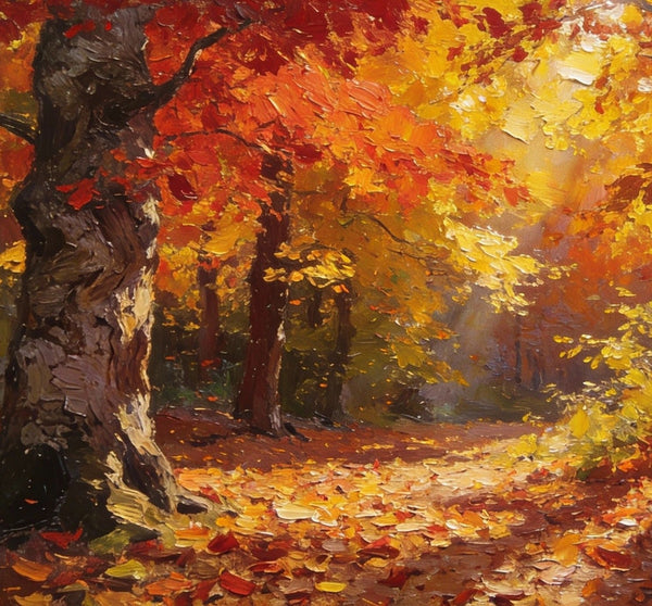 Small Wall Paintings, Autumn Woods, A Luminous Forest Landscape, Small Oil Paintings on Canvas, Original Artwork Small Paintings, Hand Painted Canvas Art, Heavy Texture Oil Paintings-LargePaintingArt.com