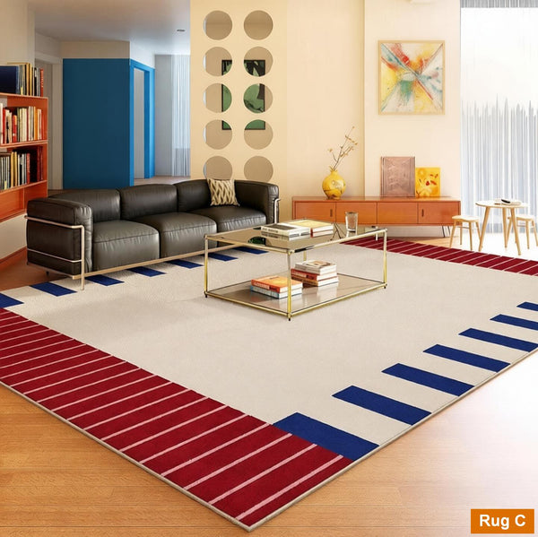 Living Room Contemporary Modern Rugs, Geometric Modern Rugs, Modern Carpets under Coffee Table, Colorful Modern Rugs for Bedroom-LargePaintingArt.com
