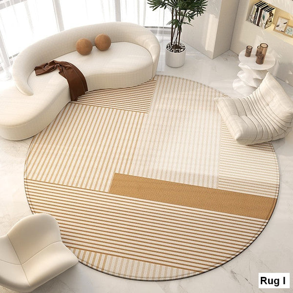 Contemporary Modern Rug for Living Room, Geometric Round Rugs for Dining Room, Modern Area Rugs for Bedroom, Circular Modern Rugs under Chairs-LargePaintingArt.com