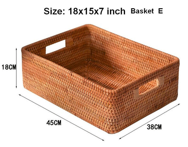 Woven Rattan Storage Baskets for Bedroom, Storage Basket for Shelves, Large Rectangular Storage Baskets for Clothes, Storage Baskets for Kitchen-LargePaintingArt.com