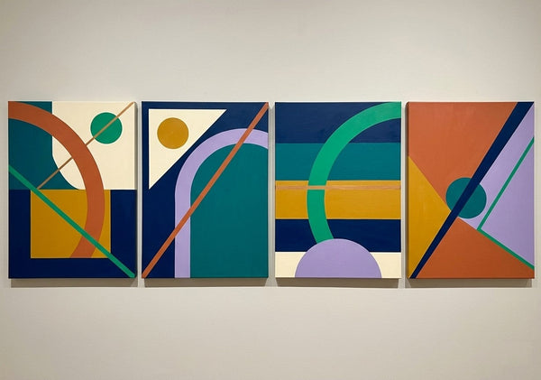 Abstract Geometric Art, Modern Paintings for Living Room, Multi Panel Wall Art Painting-LargePaintingArt.com