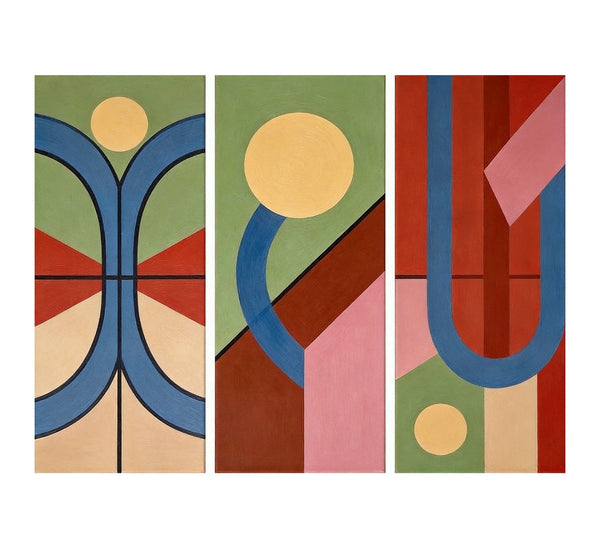 Multi Panel Canvas Art, Large Group Paintings, Geometric Abstract Paintings, Modern Paintings for Living Room-LargePaintingArt.com