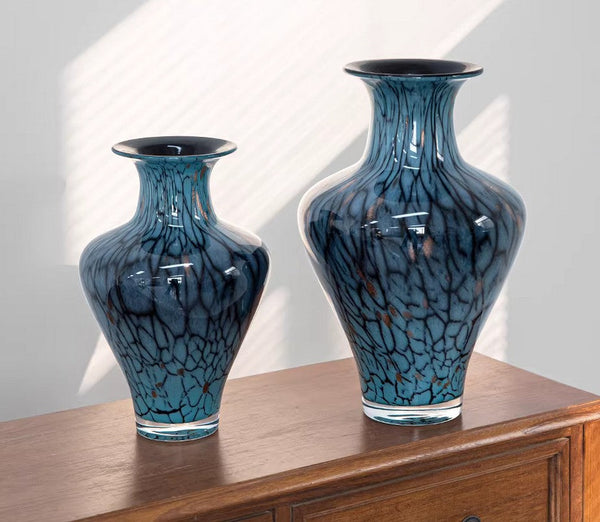 Handmade Liuli Vases, Centerpiece Vases on Table, Colored Glaze Vase for Modern Home Decor, Glass Bud Vases, Bouquet Flower Vase-LargePaintingArt.com