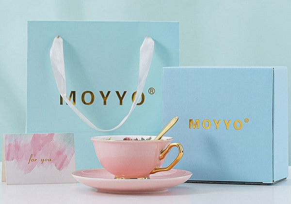 Elegant Ceramic Coffee Cups, Beautiful British Tea Cups, Unique Afternoon Tea Cups and Saucers in Gift Box, Royal Porcelain Tea Cup Set-LargePaintingArt.com