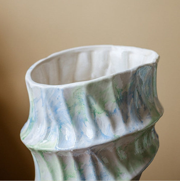 Modern Porcelain Flower Vases, Handmade Water Holding Flower Vases, Centerpiece on Dining Table, Ceramic Bouquet Vases, Flower Vases on Table-LargePaintingArt.com