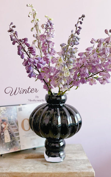 Unique Contemporary Vases for Modern Home Decor, Black Glass Bud Vases, Handmade Liuli Vases, Centerpiece Vases on Table, Black Glaze Vase-LargePaintingArt.com