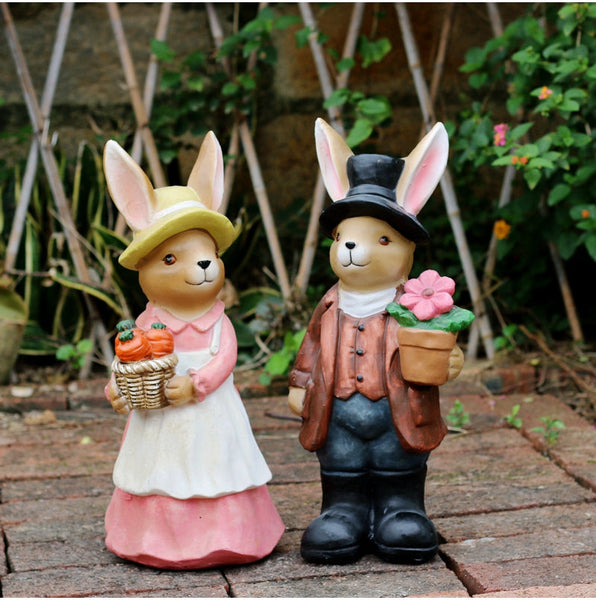 Garden Animal Sculpture Rabbit Statues, Garden Decor Ideas, Animal Statue for Garden Ornament, Villa Courtyard Decor, Outdoor Garden Decoration-LargePaintingArt.com