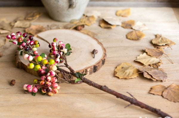 Cranberry Fruit Branch, Flower Arrangement Ideas for Living Room, Unique Artificial Flowers for Home Decoration, Spring Artificial Floral for Bedroom-LargePaintingArt.com