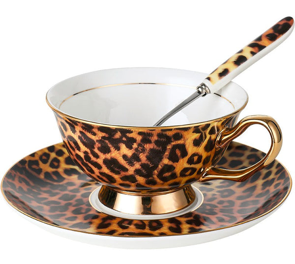 Creative Porcelain Tea Cup Saucer Set, Modern Ceramic Cups, 7.8 oz Ceramic Coffee Cups, Unique Tea Cup and Saucer in Gift Box-LargePaintingArt.com
