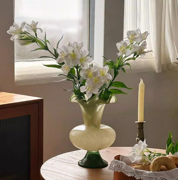 Bouquet Flower Vase, Vintage Glass Flower Vases, Water Holding Flower Vases, Glass Bud Vases, Handmade Flower Vases on Table-LargePaintingArt.com