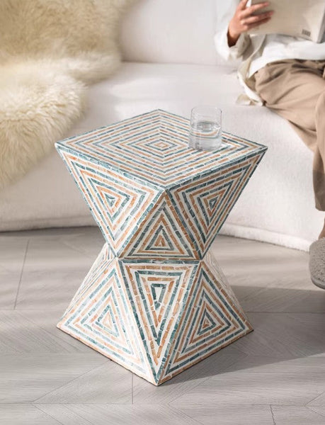 Contemporary Small Sofa Side Table, Shell Small Side Table, Unique Small End Table, Portable Casual Side Table, Creative Coffee Table-LargePaintingArt.com