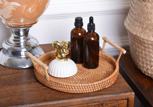 Small Rattan Storage Basket, Fruit Basket, Round Storage Basket with Handle, Kitchen Storage Baskets, Woven Storage Baskets-LargePaintingArt.com