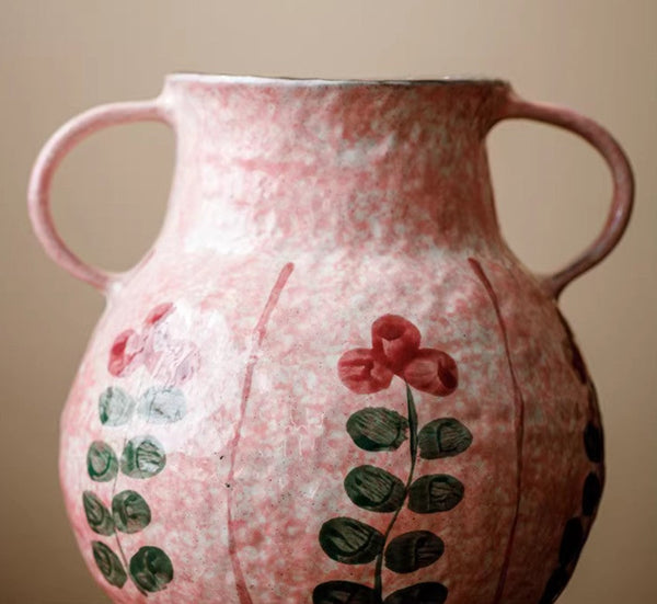 Rustic Pottery Flower Vases, Small Flower Vases on Table, Pink Bud Vases, Handmade Water Holding Flower Vases-LargePaintingArt.com