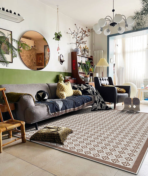 Mid Century Contemporary Modern Rugs for Living Room, Modern Rug Placement Ideas for Dining Room, Large Modern Rugs for Bedroom-LargePaintingArt.com