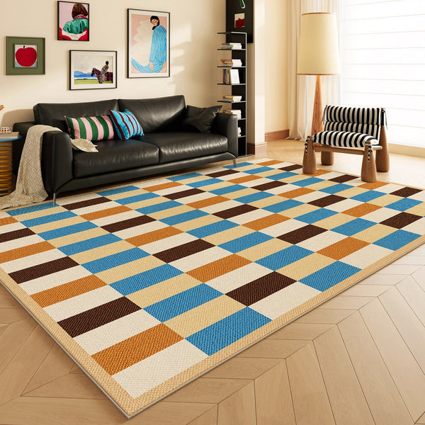 Mid Century Modern Rugs, Modern Living Room Rug Ideas, Geometric Contemporary Area Rugs, Colorful Modern Rugs for Bedroom-LargePaintingArt.com