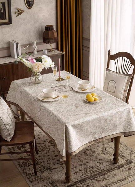 French Style Tablecloth for Dining Table, Beautiful Table Cover for Dining Room Table, Modern Rectangle Tablecloth for Oval Table-LargePaintingArt.com