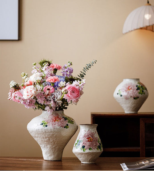 Modern Porcelain Flower Vases, Flower Vases on Table, Handmade Water Holding Flower Vases, Centerpiece on Dining Table, Ceramic Bouquet Vases-LargePaintingArt.com