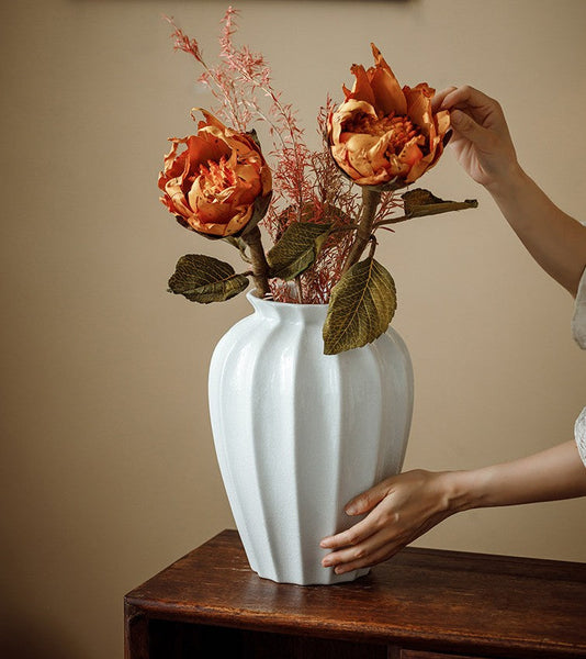Centerpiece Ceramic Bud Vases, Porcelain Flower Vases, Large Flower Vases on Table, Handmade Water Holding Flower Vase-LargePaintingArt.com