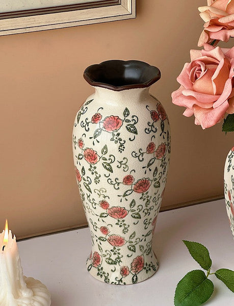 Rustic Porcelain Flower Vases, Handmade Water Holding Flower Vases, Ceramic Bouquet Vases, Tall Flower Vases on Table-LargePaintingArt.com