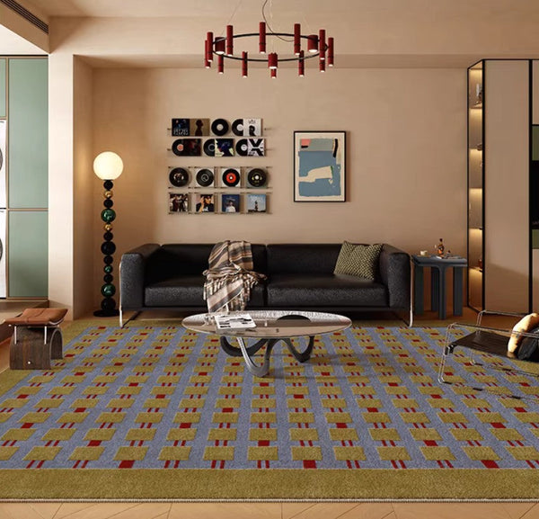 Mid Century Modern Rugs for Living Room, Vintage Area Rugs for Bedroom, Large Contemporary Area Rugs for Dining Room-LargePaintingArt.com