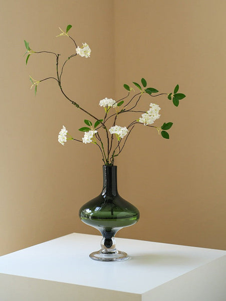 Decorative Glass Vase, Mid Century Glass Vases, Handmade Modern Vases for Bedroom, Centerpiece Contemporary Vases on Table, Modern Glass Vase for Flowers-LargePaintingArt.com