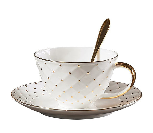 Elegant Ceramic Tea Cups, 6.8 oz Tea Cup and Saucer in Gift Box as Birthday Gift, Beautiful British Tea Cups, Creative Porcelain Tea Cup Set-LargePaintingArt.com