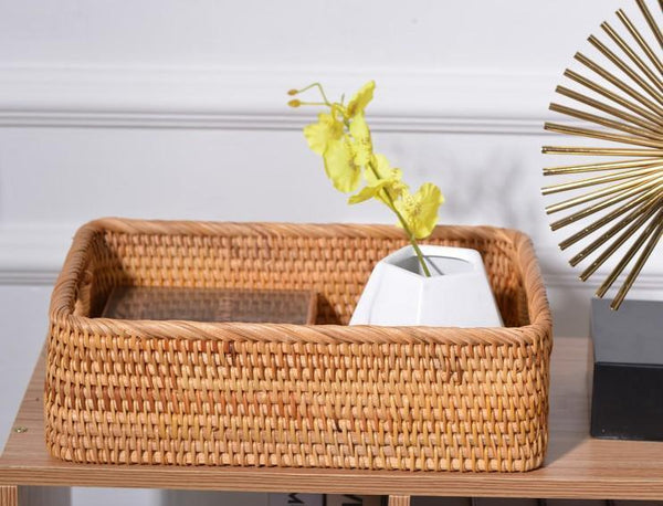 Rectangular Storage Baskets for Pantry, Rattan Storage Basket for Shelves, Storage Baskets for Kitchen, Woven Storage Baskets-LargePaintingArt.com