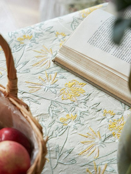 Natural Spring Farmhouse Table Cloth, Large Modern Rectangle Tablecloth for Dining Room Table, Square Tablecloth for Round Table, Flower Pattern Tablecloth-LargePaintingArt.com