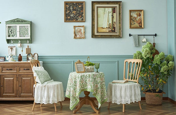 Large Rectangle Tablecloth for Dining Room Table, Square Tablecloth for Round Table, Farmhouse Table Cloth, Flower Pattern Tablecloth-LargePaintingArt.com