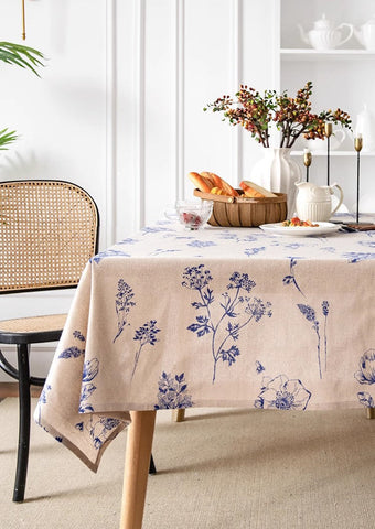 Dining Room Flower Table Cloths, Large Rectangular Table Covers for Kitchen, Farmhouse Table Cloth, Wedding Tablecloth, Square Tablecloth for Oval Table-LargePaintingArt.com