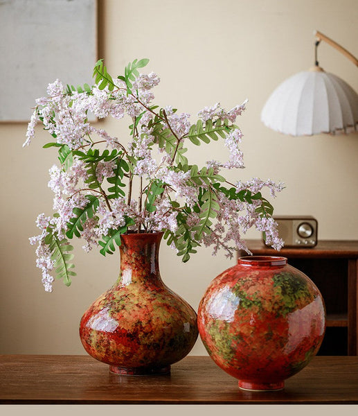 Handmade Water Holding Flower Vases, Large Pottery Flower Vases, Modern Bouquet Flower Vases, Centerpiece on Dining Table, Flower Vase on Table-LargePaintingArt.com