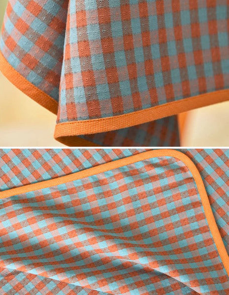 Cotton Chequer Rectangular Tablecloth for Kitchen, Rectangle Table Covers for Dining Room Table, Square Tablecloth for Coffee Table, Farmhouse Table Cloth-LargePaintingArt.com