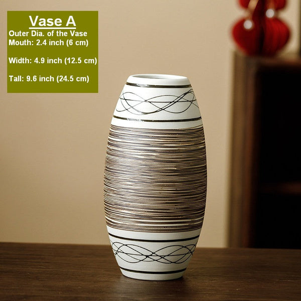 Centerpiece on Dining Table, Handmade Pottery Flower Vases Urn, Large Flower Vase on Table, Modern Bouquet Flower Vases, Water Holding Flower Vases-LargePaintingArt.com