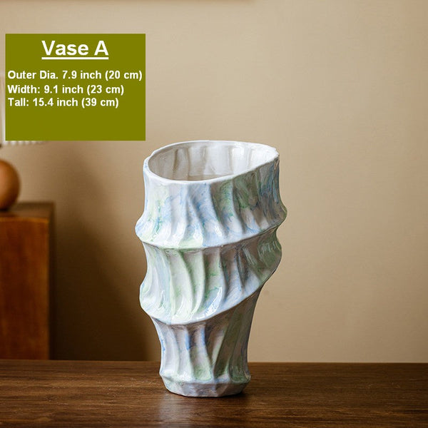 Centerpiece on Dining Table, Modern Porcelain Flower Vases, Handmade Water Holding Flower Vases, Ceramic Bouquet Vases, Flower Vases on Table-LargePaintingArt.com