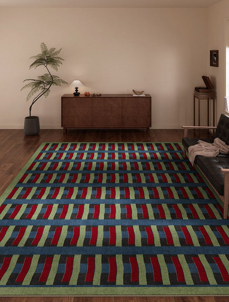 Colorful Absract Rugs for Bedroom, Minimalist Geometric Rugs for Living Room, Mid Century Modern Rugs, Contemporary Modern Rugs for Living Room-LargePaintingArt.com
