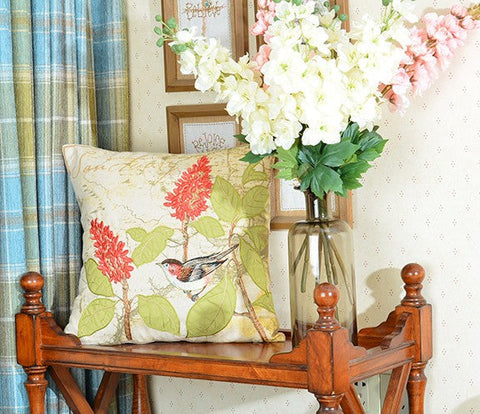 Pillows for Farmhouse, Living Room Throw Pillows, Decorative Sofa Pillows, Bird Throw Pillows, Embroidery Throw Pillows, Rustic Pillows for Couch-LargePaintingArt.com