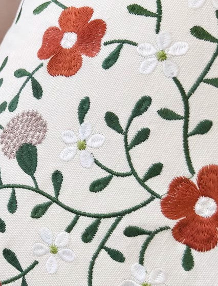 Bird Spring Flower Decorative Throw Pillows, Farmhouse Sofa Decorative Pillows, Embroider Flower Cotton Pillow Covers, Flower Decorative Throw Pillows for Couch-LargePaintingArt.com