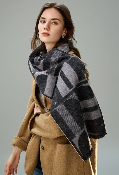 Soft Cashmere Scarf for Women, Casual Scarf for Women, Modern Wool Scarf for Women, Fashion Designer Scarf, Cold Weather Scarf, Winter Scarf-LargePaintingArt.com