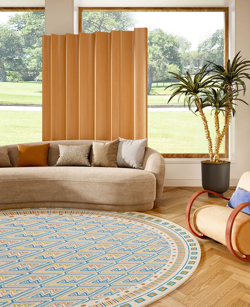 Abstract Contemporary Round Rugs for Dining Room, Circular Modern Rugs for Bathroom, Geometric Modern Rug Ideas for Living Room, Modern Rugs for Children's Room-LargePaintingArt.com