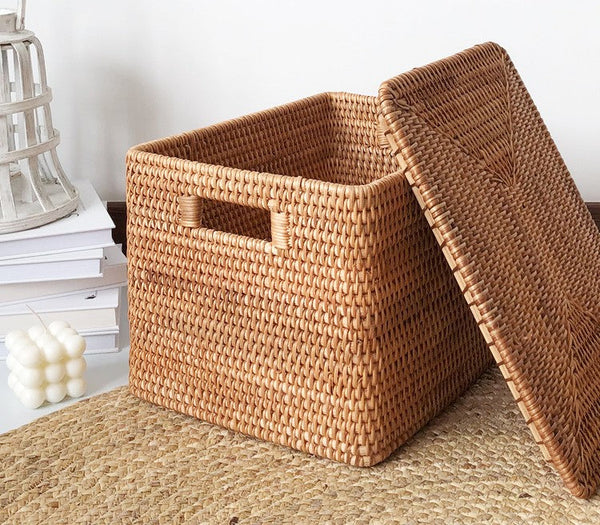 Storage Basket for Shelves, Large Rectangular Storage Basket, Storage Baskets for Kitchen, Woven Storage Basket for Living Room-LargePaintingArt.com