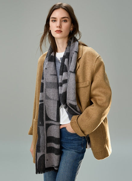 Soft Cashmere Scarf for Women, Casual Scarf for Women, Modern Wool Scarf for Women, Fashion Designer Scarf, Cold Weather Scarf, Winter Scarf-LargePaintingArt.com