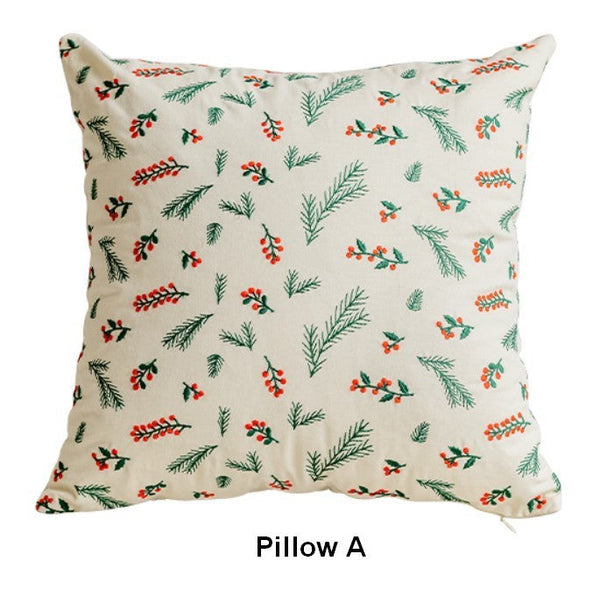 Decorative Pillows for Couch, Farmhouse Decorative Pillows for Sofa, Embroider Flower Cotton Pillow Covers, Spring Flower Decorative Pillows for Bedroom-LargePaintingArt.com