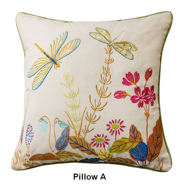 Modern Decorative Pillows for Couch, Butterfly Dragonfly Cotton and linen Pillow Cover, Decorative Throw Pillows for Living Room, Decorative Sofa Pillows-LargePaintingArt.com
