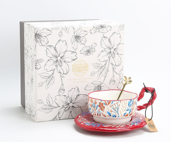 Porcelain Tea Cup Set, Ceramic Coffee Cup Set, Tea Cup With Saucer, Coffee Cup With Saucer, British Afternoon Tea Set, Gift Box Tea Set-LargePaintingArt.com