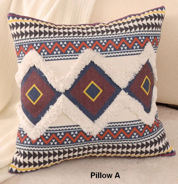 Geometric Modern Pillow Covers, Square Pillows for Couch, Oriental Decorative Throw Pillows for Living Room, Bohemian Decorative Sofa Pillows-LargePaintingArt.com