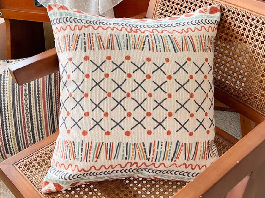 Geometric Modern Pillow Covers, Oriental Square Pillows for Couch, Decorative Throw Pillows for Dining Room, Bohemian Decorative Sofa Pillows-LargePaintingArt.com